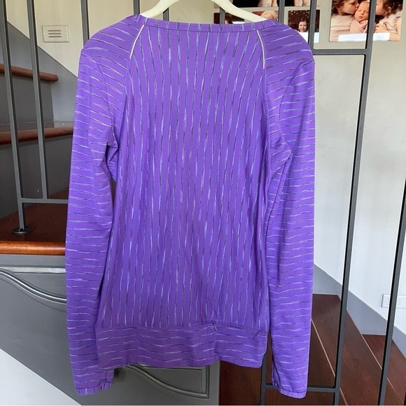 Athleta Size XS Purple Pop Striped Space Dye Long Sleeve Top Athleisure - Picture 4 of 9